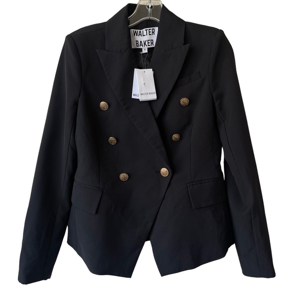 WALTER BAKER Black Blazer Academia Preppy with gold buttons Boardroom Chic - Picture 1 of 13